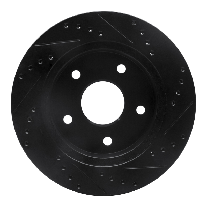 Dodge Ram 1500 Brake Rotor (1) - Front Left - R1 Concepts - Drilled & Slotted - Black - `00-`01